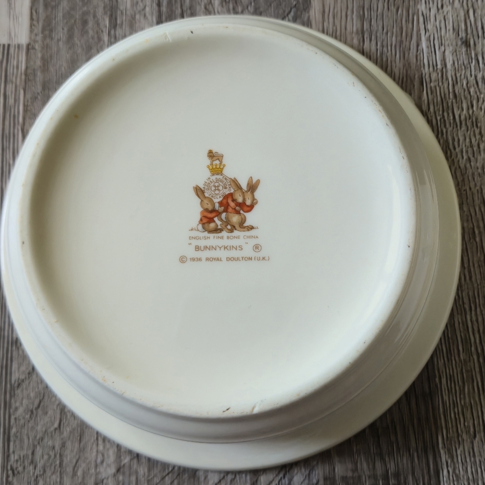 Royal Doulton Bunnykins Bowls Set 2 Vintage Fine Bone China English Kids 1980s - Picture 7 of 16